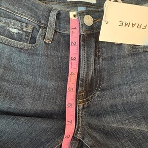 New with tags! Frame denim Le Garcon,  Dark Blue Distressed Crop Jeans